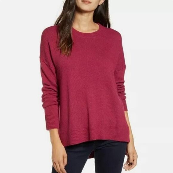NWT Chelsea28 High/Low Crewneck Sweater Burgundy Berry Size XS - Picture 2 of 12